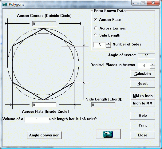 EditCNC Calculator Regular Polygon Calculations