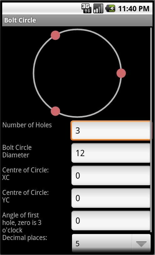 Calculate bolt circle coordinates with Machinist's Calculator for Android.